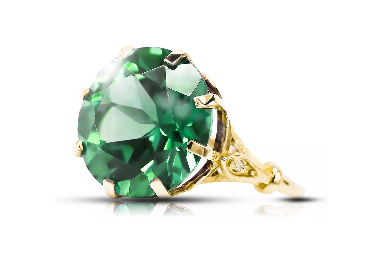 Винтидж бижута Пръстен Смарагд 14K жълто злато vrc073y